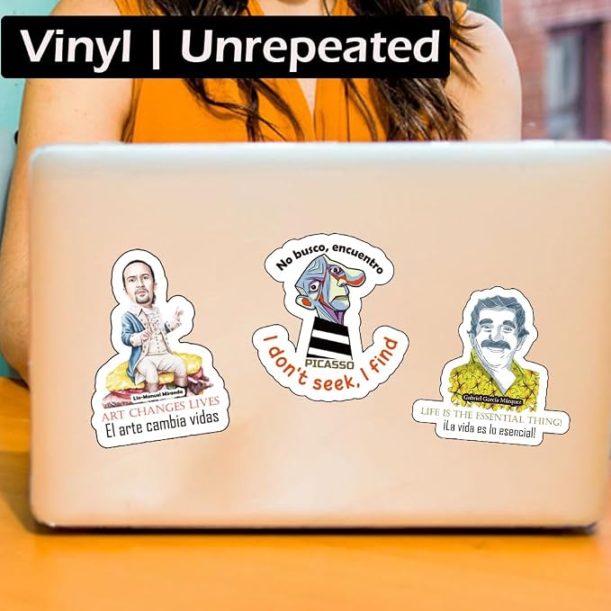 Hispanic Heritage Month Stickers - Bilingual Motivational Quotes from Latin Icons for Students Spanish Learners Journals