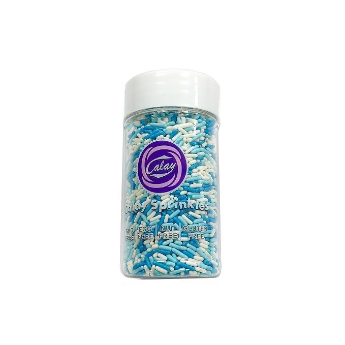 Homipooty Blue White Soft Jimmies Sprinkles Edible Candy Jimmies Sprinkles for Cake Decorating 78g/2.75oz Cookie Cupcake Topper Ice Cream