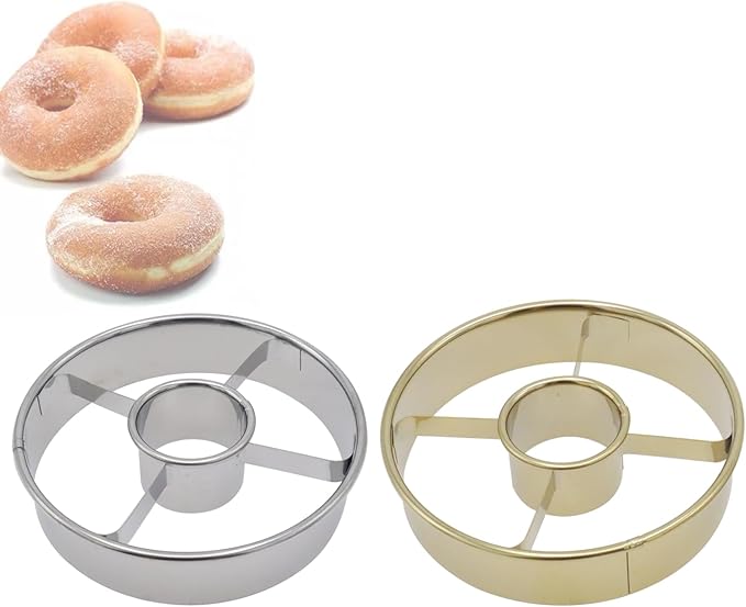 2 Pack Stainless Steel Donut Cutter, 3.86 Inch Doughnut Cutters Mold, Professional Baking Tool for Making Perfect Donuts, Bagels, Cookies, Biscuits, and More