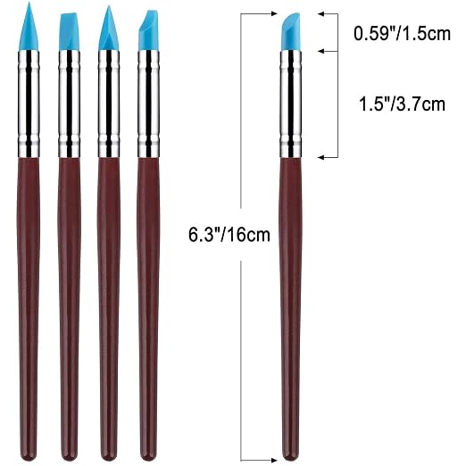 10pcs Blue Dental Resin Brush Pens, Silicone Clay Sculpting Tool Modeling Dotting Tool