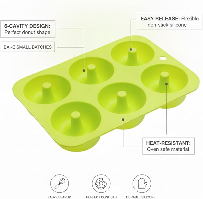Silicone Donut Pan, 6-Cavity Baking Tray for Oven (1 PC)