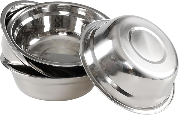 Meal Prep Stainless Steel Mixing Bowl (4-Piece Set) Stainless Steel Nesting Bowls, Home, Refrigerator, and Kitchen Food Storage Organizers Bowl, Heavy Duty, No Lids