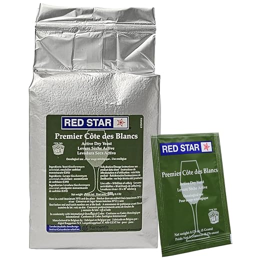 Red Star Active Dry Yeast 500g Brick and 5g Pack Bundle-Premier Cote des Blancs
