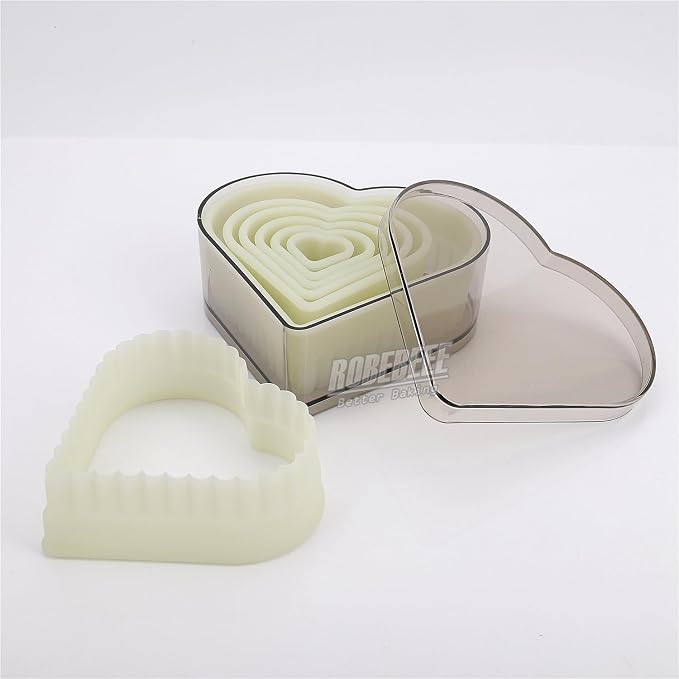 Multi-Shape Nylon Cookie Molds Round Square Star Plastic Geometry Biscuit Cutter Dough Mousse Bread Slicer DIY Bakery Utensils (Fluted Heart)