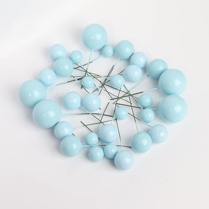 30 PCS Balls Cake Topper DIY Cake Insert Toppers Ball Cake Picks Cupcake Topper for Birthday Party Baby Shower Wedding Cake Decoration（Blue）