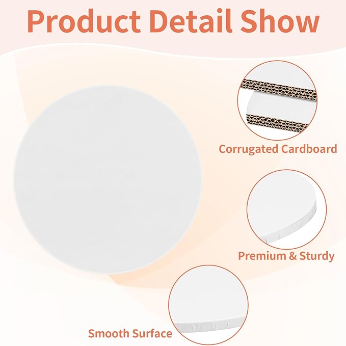 Cake Boards 12 Inch Round - Sturdy 1/2 Inch Drum, Corrugated Base for Multi-Layer Cakes, White, 5 Pcs