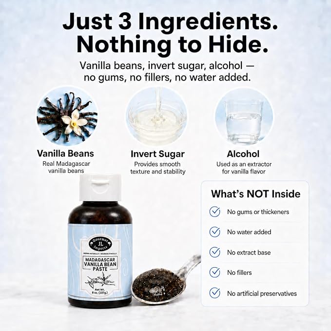 Vanilla Bean Paste | 8 Ounces | For Baking and Cooking | Made With Whole Vanilla Beans | 3x Concentration