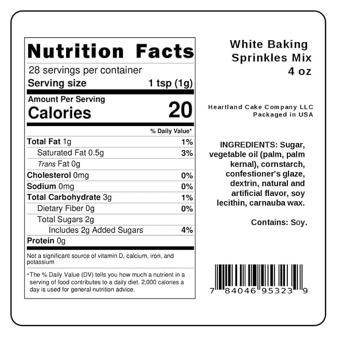 White Sprinkles 4oz pack for Baking Cakes, Cupcakes, Cookie Decorations, Ice Cream and Donut Toppings Edible Decorating Baking Supplies - (White)