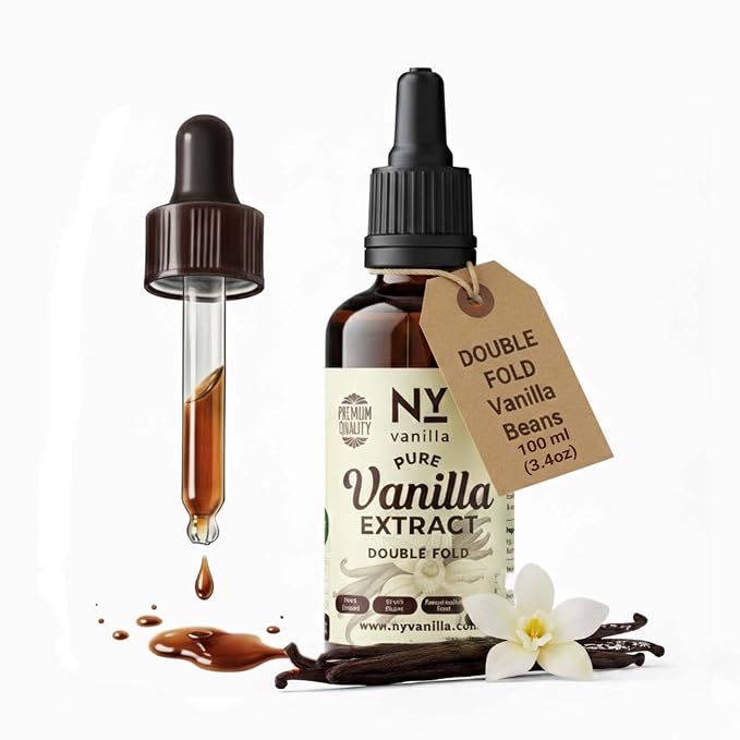 3.4oz Pure Vanilla Extract, 100% Double fold Vanilla Extract For Baking, Cooking, Drinks & Desserts, Vegan, Sugar Free. by NYVanilla