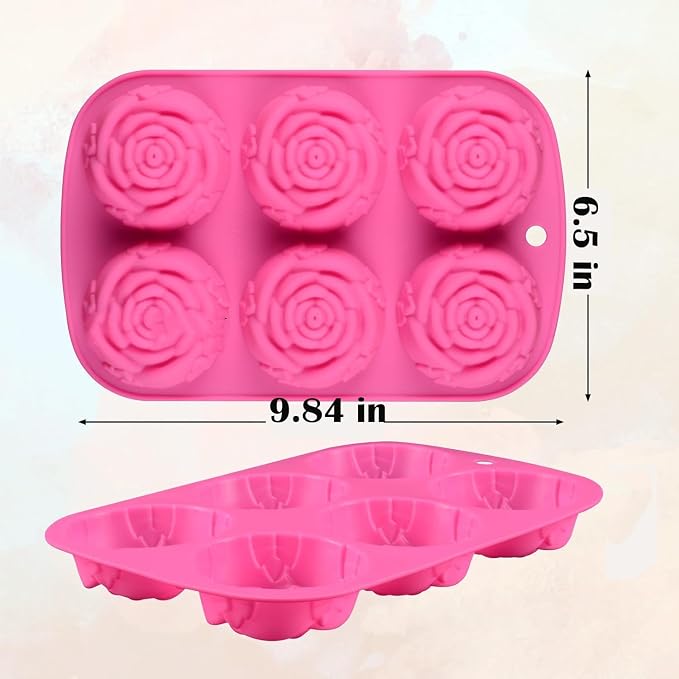 AKOAK 6-cavity Silicone Cake Mold, DIY Handmade Soap Mold, Non-stick Donut Mold, for Chocolate Pudding Jelly Muffin Cups, Kitchen Baking Decoration (Pattern)