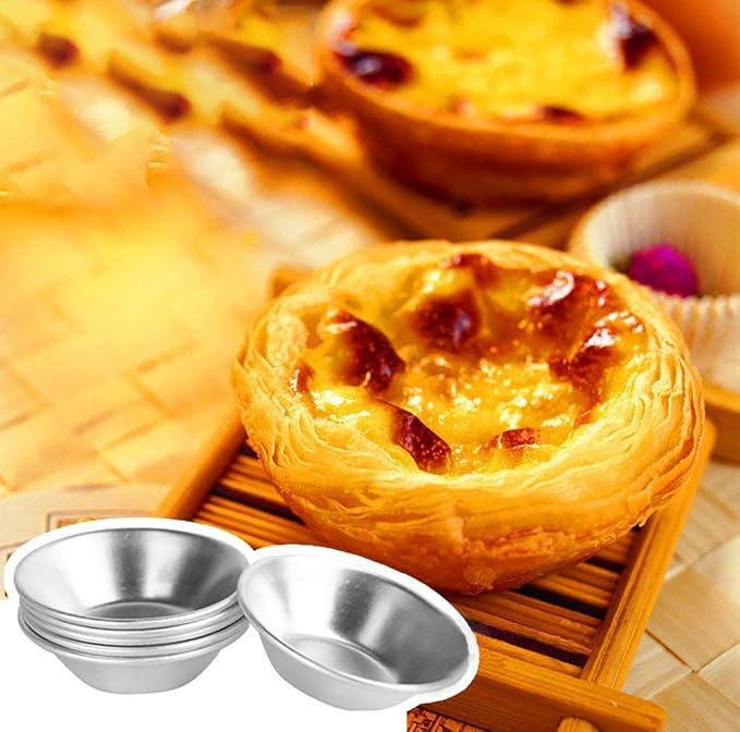 Yesland 40 Pack Mini Egg Tart Mold, 2.8 Inch Aluminum Tart Tin Pans, Pie Tartlets Dessert Molds, Nonstick Reusable Baking Cups for Cupcake, Cookie, Pudding, Silver