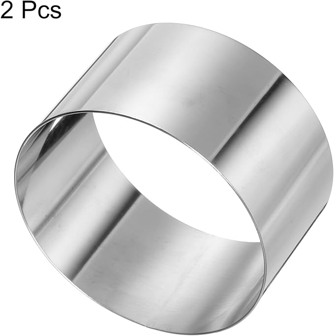 HARFINGTON 2PCS Round Cake Ring 3.5 x 2 Inch Seamless Stainless Steel Pastry Mousse Dessert Ring Mirror Coating for Baking Cooking Making Tool