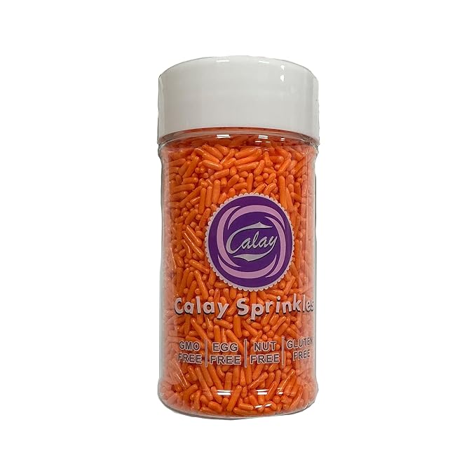 Homipooty Orange Soft Jimmies Sprinkles Edible Candy Jimmies Sprinkles for Cake Decorating 78g/2.75oz Cookie Cupcake Topper Ice Cream