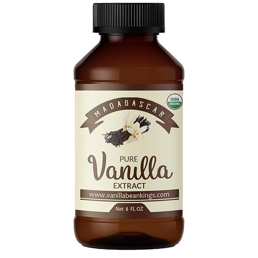 Organic Vanilla Extract - Made with Madagascar Vanilla Beans - 8 fl oz – for Baking, Desserts, Home Cooking and Chefs