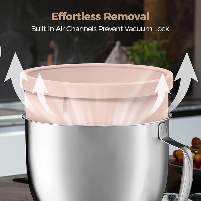 Forenee 5Qt Silicone Bowl Liners for KitchenAid Tilt-Head Stand Mixer | 3-Pack Collapsible kitchen aide bowl liners with Lids, Non-Stick, Space-Saving Baking Prep Inserts