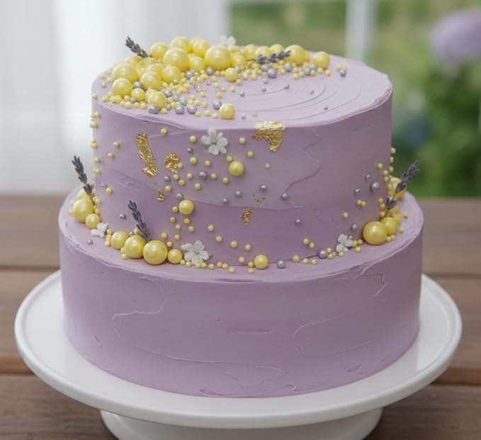 Edible Pearl Sprinkles, Lemon Yellow, 26 Colors Mixed Size | Sugar Pearls, For Cakes, Cupcakes, Cookies, Donuts & Ice Cream, Gluten Free, Food Grade, Wedding & Valentine's Day Decoration
