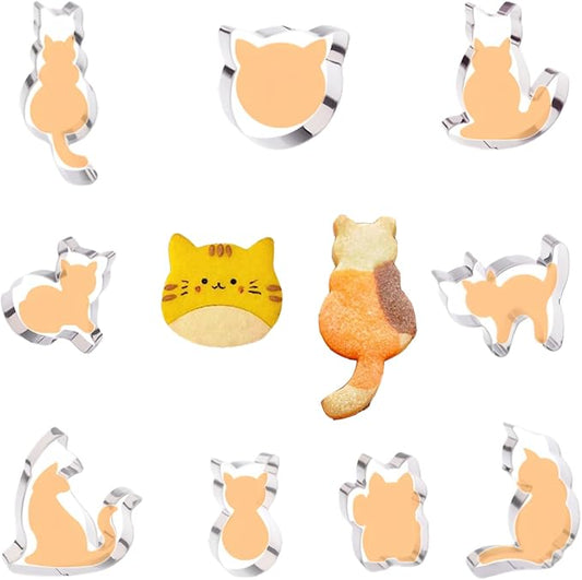 9-Piece Cat Cookie Cutter Set - 9 Unique Cat Shapes for Treats, Fondant, Pastry, DIY Baking Supplies. by ENBRWAS.
