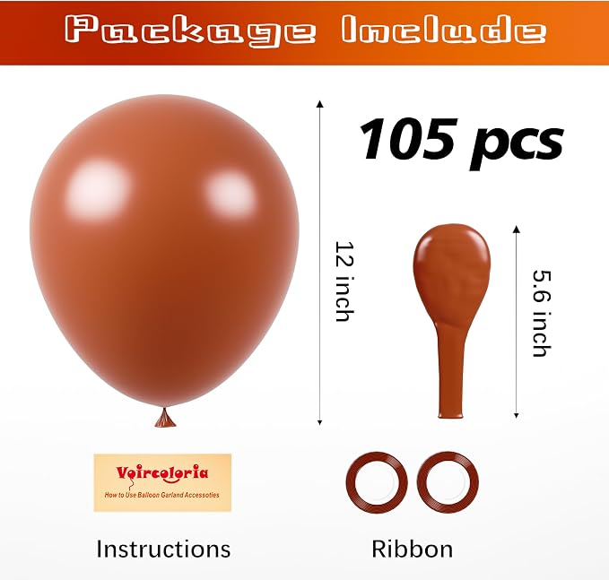 Voircoloria 105pcs Coffee Balloons 12inch Party Latex Balloons for Boys Girls Birthday Baby Shower Gender Reveal Wedding Sunflower Party Decorations
