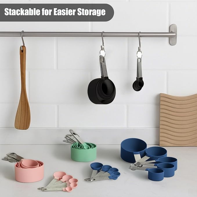 Measuring Cups and Spoons Set, 10-Piece, blue | Stackable Nesting Design, Stainless Steel Handles, For Cooking, Baking & Meal Prep