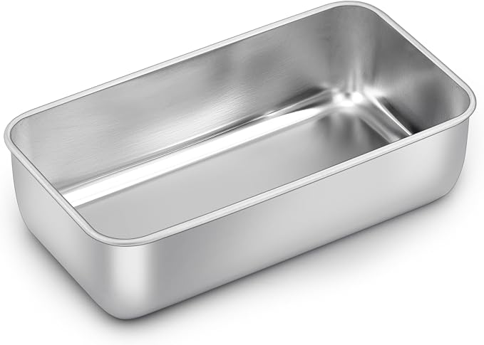 Homikit 1 Pack Stainless Steel Loaf Pan, 9x5 Inch Medium Bread Pan Non Toxic, Metal Meatloaf Tin for Baking Homemade Sandwich Sourdough Bread Pound Cake, Oven & Dishwasher Safe, Rust Free