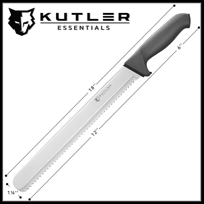 KUTLER Professional 12-Inch Bread Knife and Cake Slicer with Serrated Edge - Ultra-Sharp Stainless Steel Cutlery