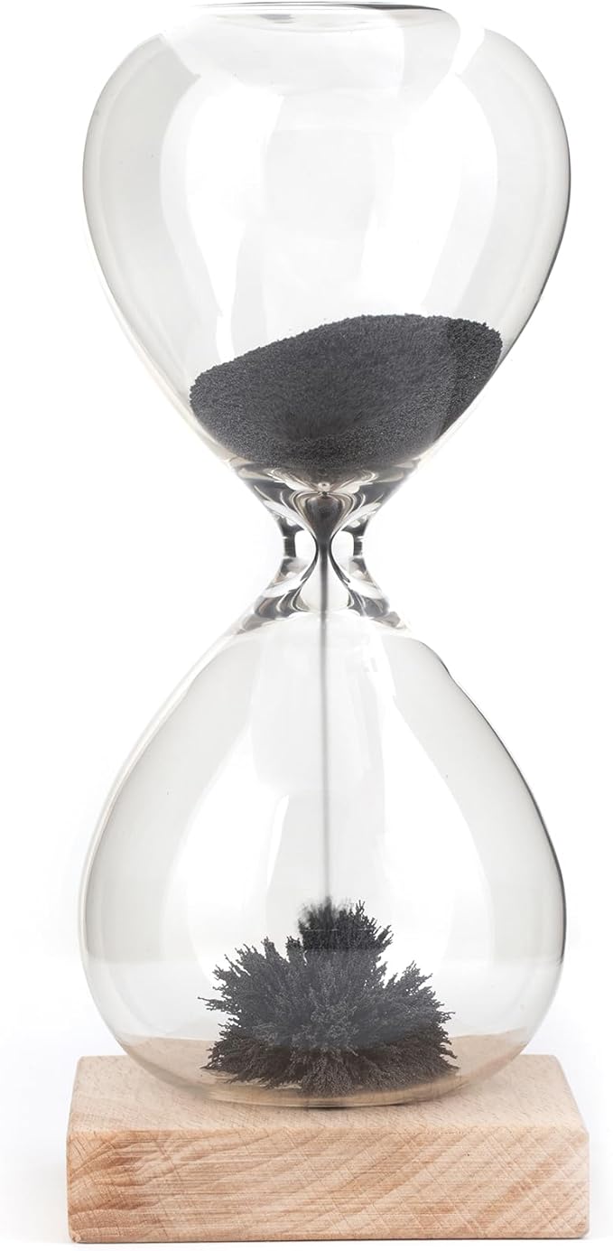 Kikkerland Magnetic Hourglass Timer – Elegant, Relaxing Decor for Home & Office – 1 Minute Timekeeper with Hidden Magnet & Wooden Base