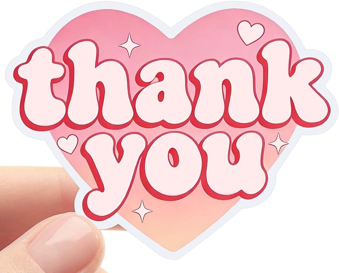 Heart Shaped Thank You Stickers, Cute Pink Appreciation Labels for Gift Wrapping, Small Business Packaging, Mother’s Day Gift Stickers, Bakery Package Seals, 60 Pcs