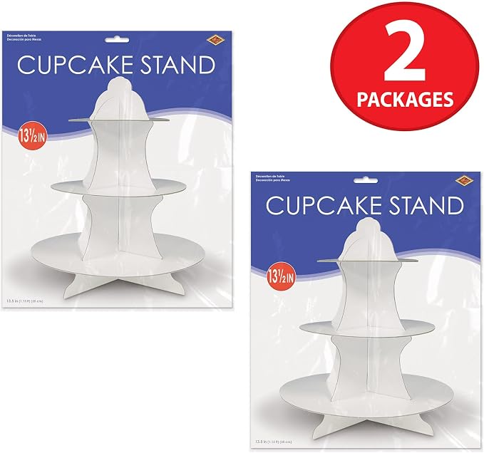 Beistle Cupcake Stands, 13.5", White, 2 Piece Pack