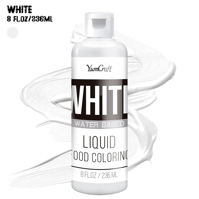 Food Coloring Liquid - Vibrant Color Food Coloring for Cake Decorating, Baking, Easter Egg, Icing - Tasteless Food Color Dye for Fondant, Cooking, Airbrush (White, 8 Fl.oz)