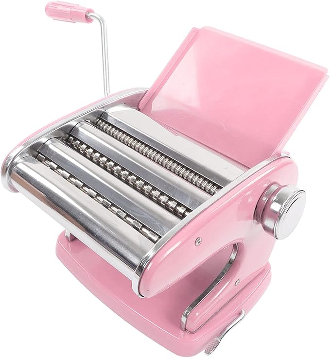 Manual Pasta Maker Machine 6 Adjustable Gears Hand Crank Noodle Press for Lasagna Fettuccine Dumpling Wrapper Dough Sheeter (Suction Cup Type 3 Blade)