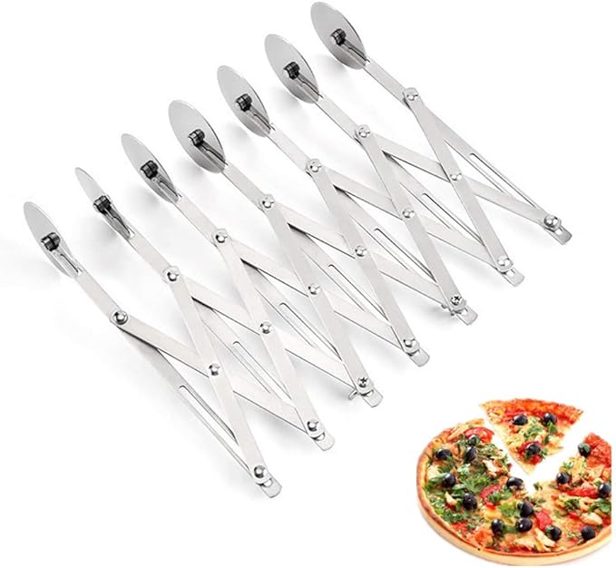 7 Wheel Stainless Steel Pastry Cutter,Expandable Pizza Slicer,Adjustable Cutter Roller Cookie Dough Cutter Divider