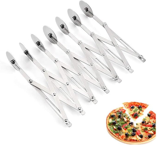7 Wheel Stainless Steel Pastry Cutter,Expandable Pizza Slicer,Adjustable Cutter Roller Cookie Dough Cutter Divider