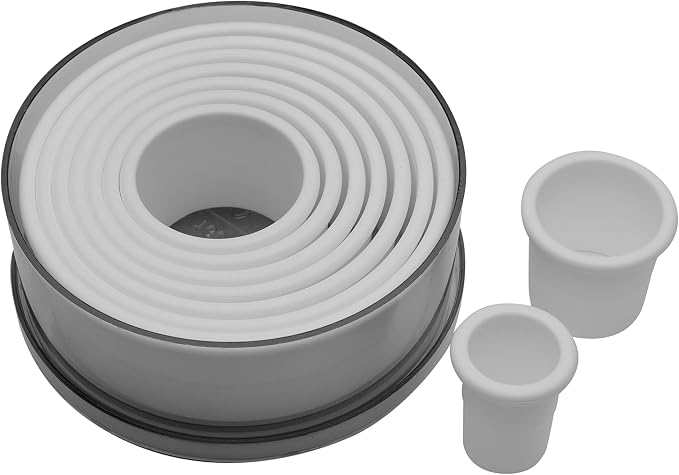Ateco Plain Edge Round Cutter Set in Graduated Sizes, Durable, Food-Safe Plastic, 9 Pc Set, Blue