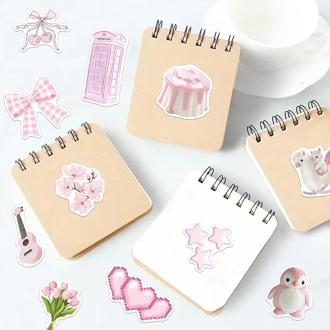 50 Pcs Pink Coquette Stickers Cute Pink Coquette Waterproof Vinyl Sticker for Water Bottles Laptops Bike Car Motorcycle Computer Guitar Skateboard