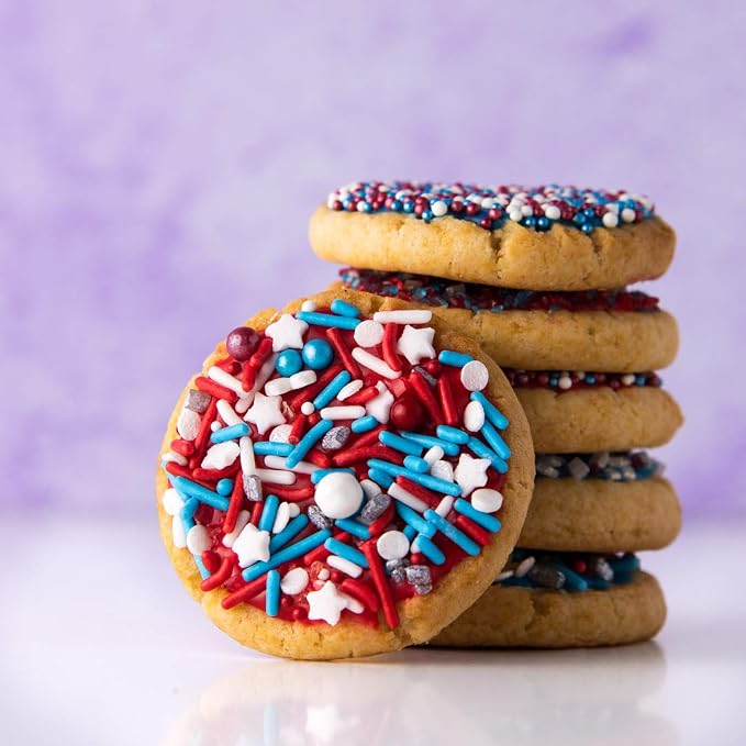 Sweets Indeed 4th of July Sprinkle Mix – Red White and Blue Patriotic Sprinkles for Baking & Decorating Cupcakes, Cookies, Cakes & Desserts – Memorial Day, Labor Day & Summer Party Topping – 4 ounces