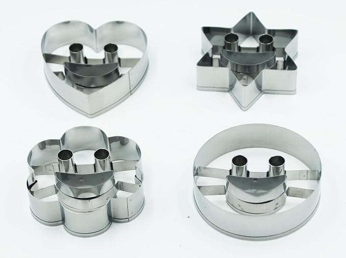 Smiling Face Cookie Cutters Set, 4 PCS Set Smiling Face Shaped Stainless Steel Molds for Cookies,Biscuit,Vegetable,Fruit,Baking Pastries Doughs