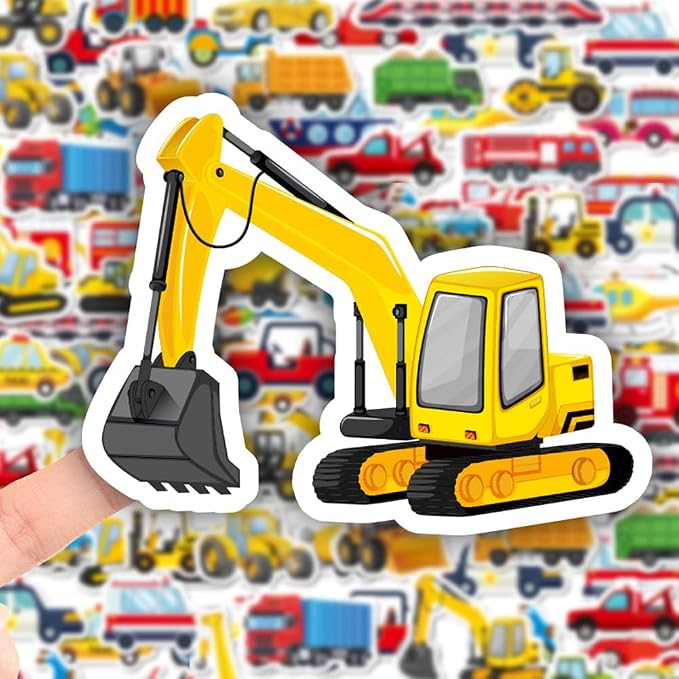 Construction Vehicle Stickers, Waterproof Truck Decals Featuring Excavator Bulldozer Tractor Fire Truck Ambulance Engineering Car Stickers for Scrapbooking Construction Party Favors