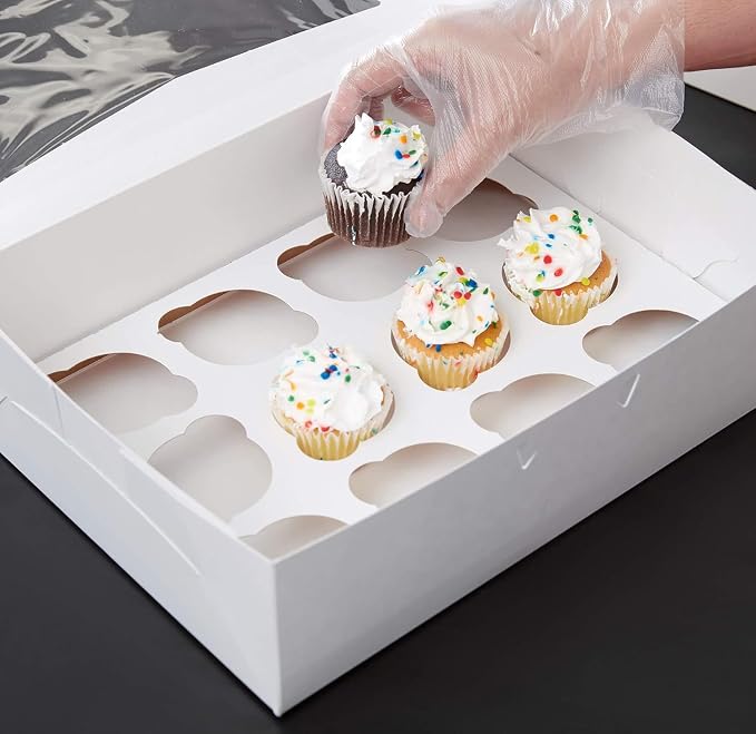 10 Pack 12-Cupcake Inserts for 14 x 10 Bakery Boxes, Reversible White Kraft | Holds Standard Cupcakes Securely
