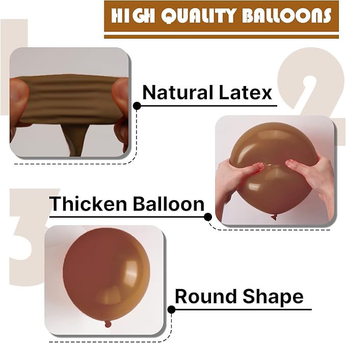 PartyWoo Brown Balloons 100pcs 5 Inch Small Mini Boho Neutral Coffee Tan Fall Latex Balloons for Wedding Baby Shower Gender Reveal Graduation Safari Woodland Birthday Fall Party Decorations Brown-F09