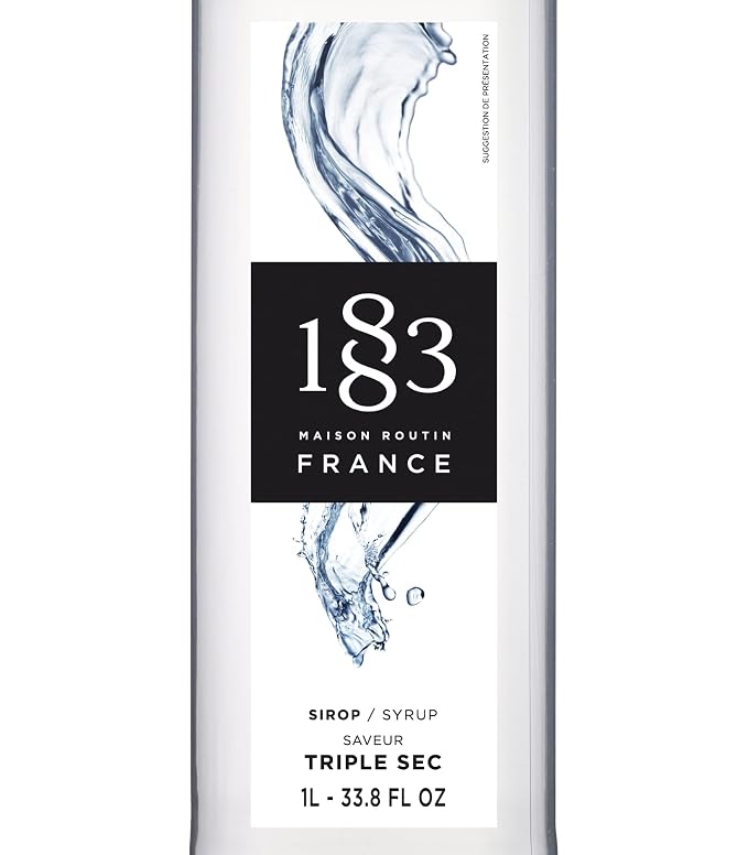 1883 Triple Sec Syrup for Drinks, Made in France, 1 Liter Glass Bottle