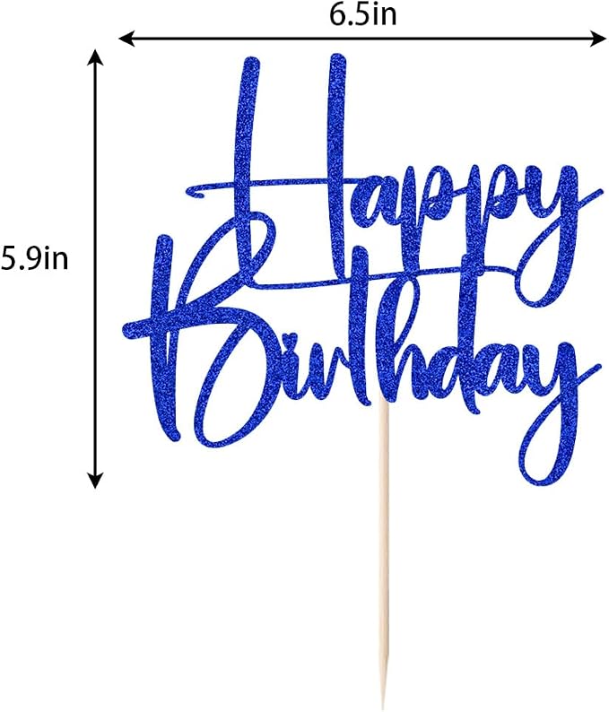 dark blue Happy Birthday Cake Topper, Happy Birthday Cake Bunting Deco, Baby Gender Reveal Party/Anniversary Party Decoration Supplies