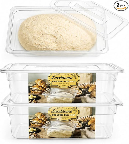 2pcs Dough Proofing Container, 5QT Large Capacity Holds Up to 6.6Lb of Dough, BPA-Free Tray with Lid Dough Rising Box for Bread, Sourdough, Pizza