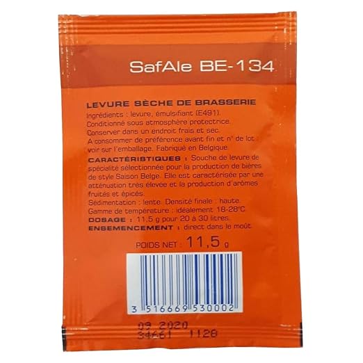Fermentis SafAle BE-134 Dry Brewing Yeast – 11.5 g Sachets, Pack of 2 – Sold by North Mountain Supply