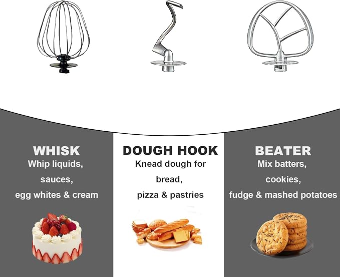 3-in-1 Stand Mixer with Meat Grinder Juicer for Kitchen, 6 Quart Tilt-Head Electric Mixer with Stainless Steel Bowl, 6+P Speeds, Dough Hook, Beater & Whisk