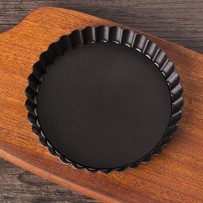Non-sticks 6 Inches Quiche Tart Pan, Removable Loose Bottom Tart Pie, Round Fluted Tart Tins Baking Pan Mould Tray for Creating Creamy Cheese Cakes, Chocolate Tarts, Fruit Tart Pies