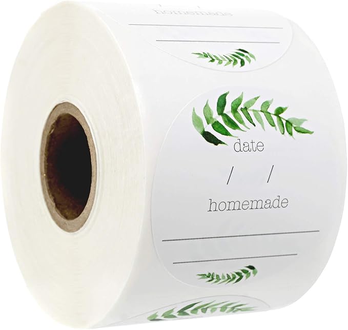 Watercolor Greenery Canning Stickers / 2" Round Jar Labels / 500 Illustrated Foliage Accents Can Sticker Roll/Made in The USA