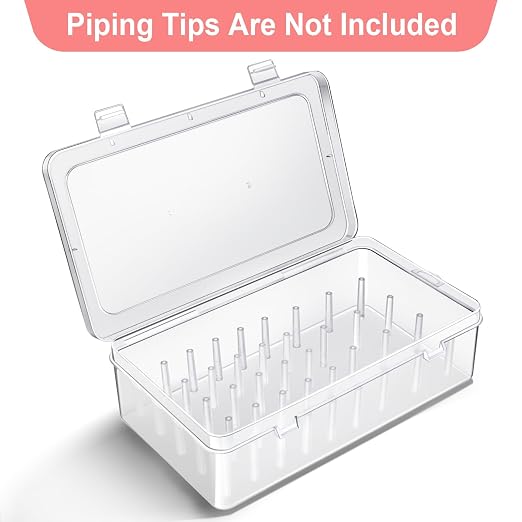 Piping Tips Storage Box with Fixed Pins, 42 Pegs Piping Tip Set Organizer Case, Cake Decorating Kit Storage Organizer