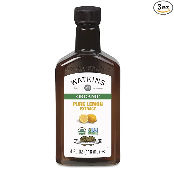 Watkins Organic Pure Lemon Extract, 4 oz. Bottle, 3-Pack