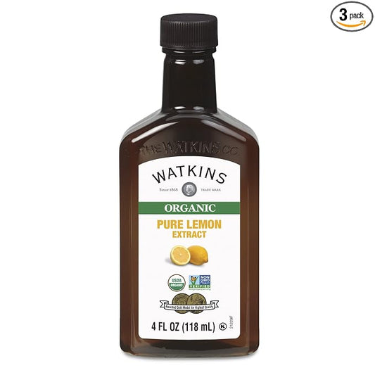Watkins Organic Pure Lemon Extract, 4 oz. Bottle, 3-Pack