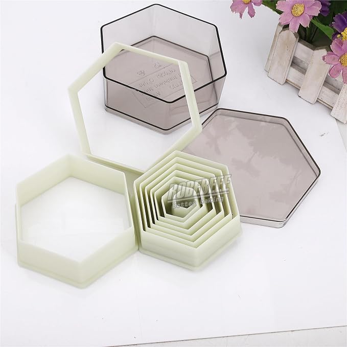 Multi-Shape Nylon Cookie Molds Round Square Star Plastic Geometry Biscuit Cutter Dough Mousse Bread Slicer DIY Bakery Utensils (Flat Hexagon)